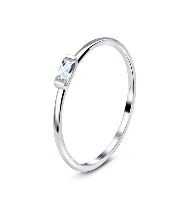 Minimal Styled Crystal CZ Silver Ring NSR-2802